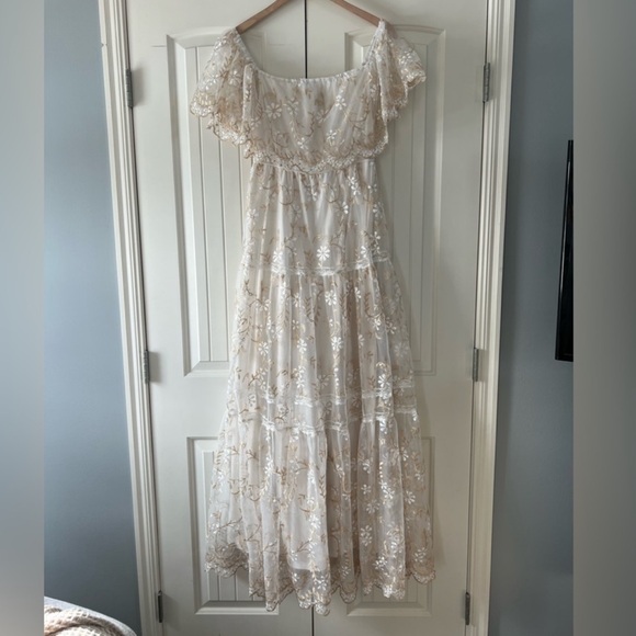 Baltic Born Strapless Cream Floral Dress - Picture 3 of 6